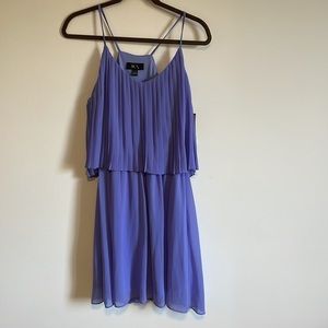 NEW BCX Pleated Top Swing Dress Large Purple Tank Style Midi Lavender Lilac